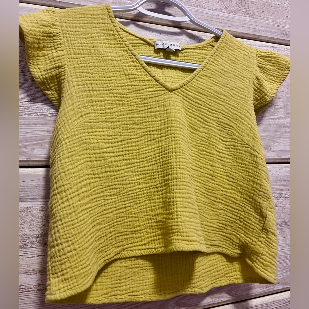 Miou Muse Green/Yellow Ruffle Top - Size S - Picture 2 of 9